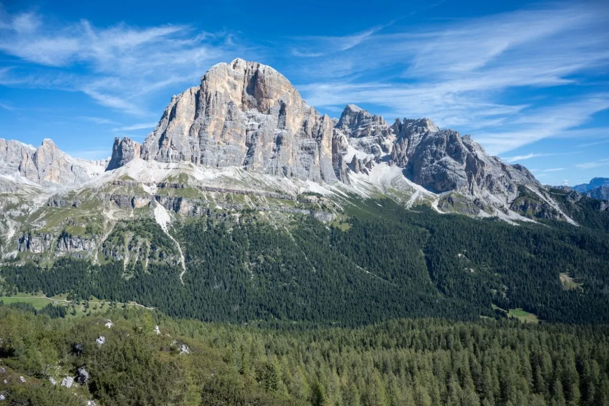 A hiker looking across a green alpine valley.